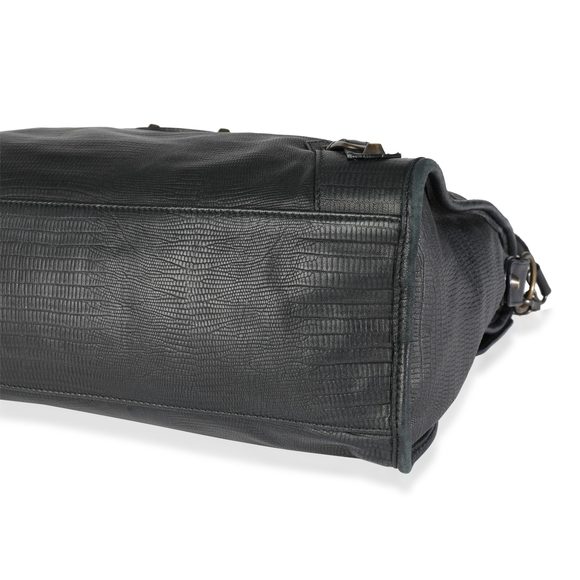 Balenciaga 10 Year Anniversary Black Lizard-Embossed Lambskin Classic City Bag - Picture 6 of 8
